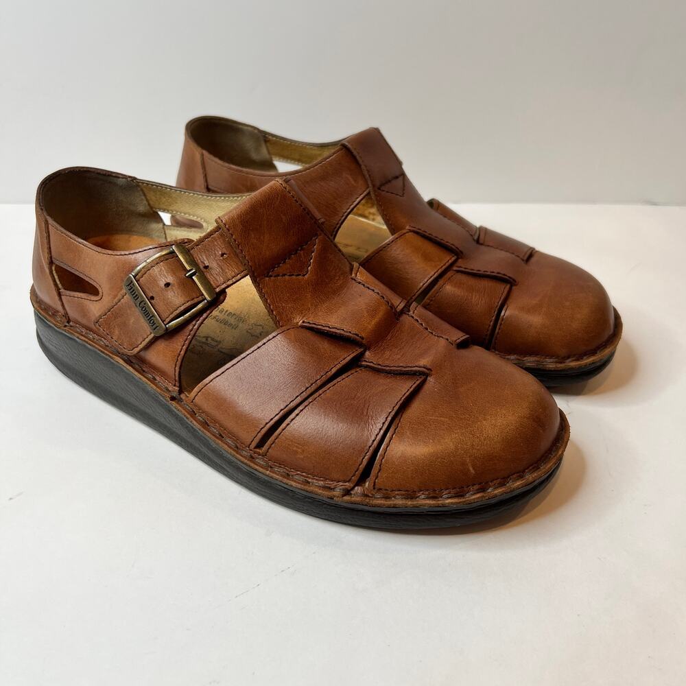 Finn Comfort Waldi Fisherman Sandals EU 41 US M 8 W 10 Brown Leather Buckle